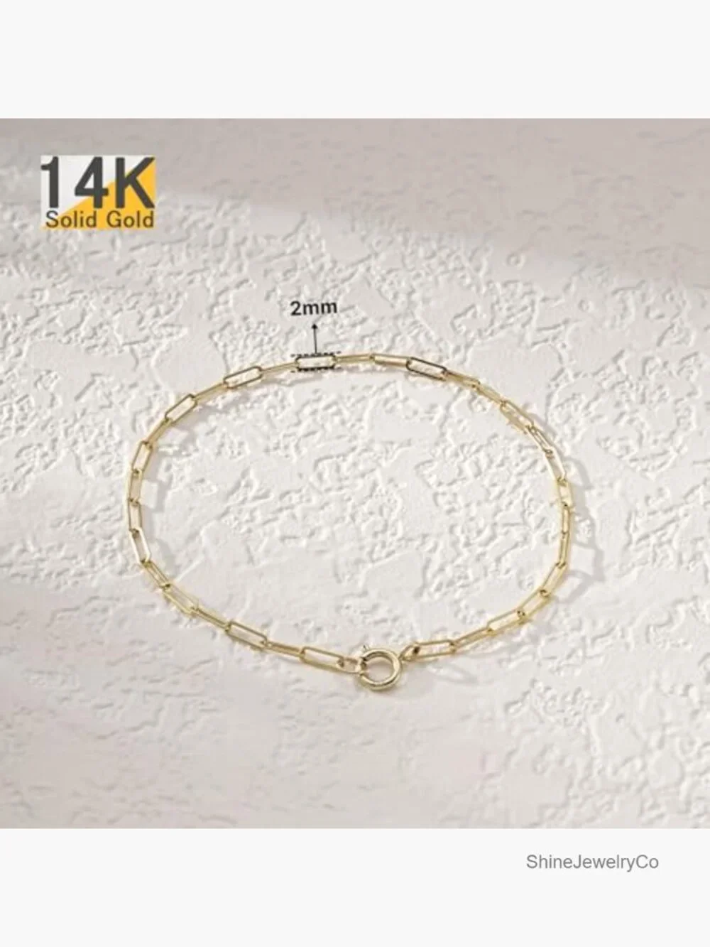 14K Gold Paperclip Link Bracelet 6-7 Inches Dainty Layering